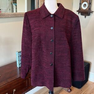 Vintage Coat Red Textured Blazer Suit Jacket Womens 18W